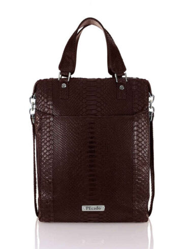 PEcado // DARK BROWN PYTHON FRONT POCKET TOTE