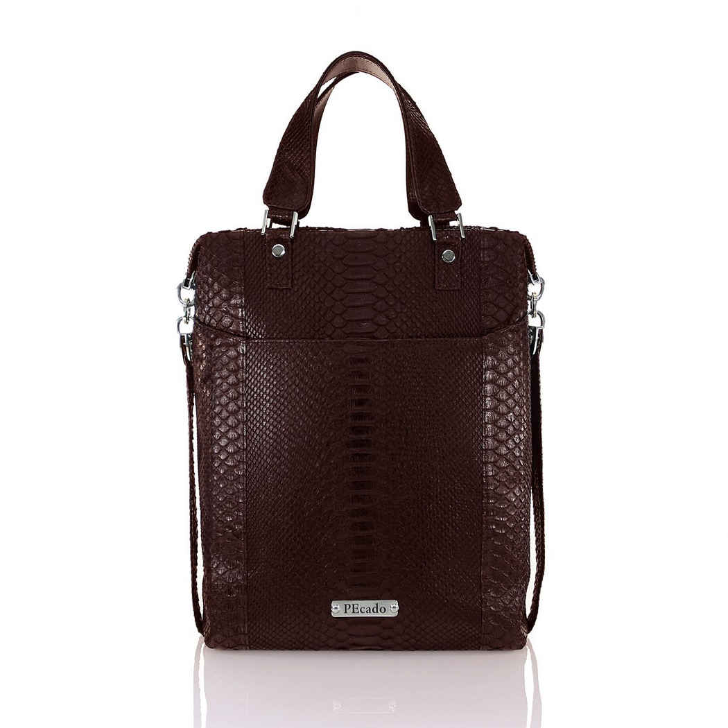 DARK BROWN FRONT POCKET TOTE