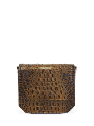 PEcado // CARAMEL CROC RADIANT CLUTCH BAG