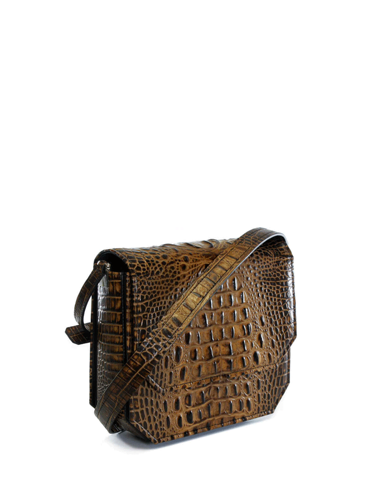 PEcado // CARAMEL CROC RADIANT CLUTCH BAG - Image 3