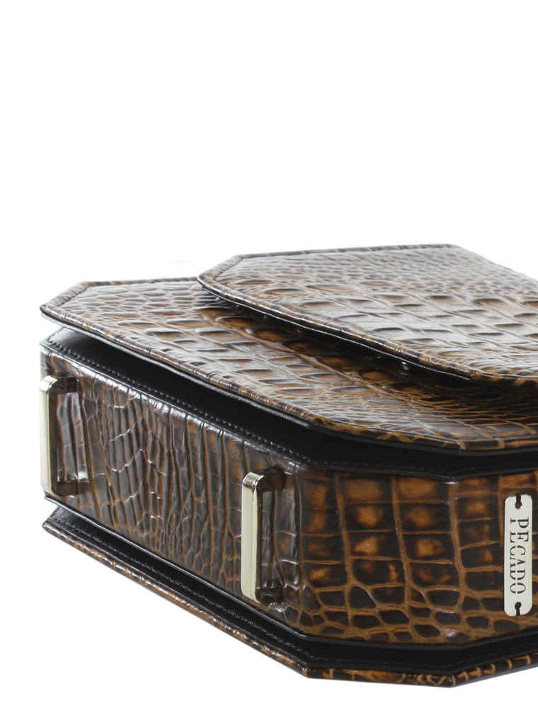 PEcado // CARAMEL CROC RADIANT CLUTCH BAG - Image 5
