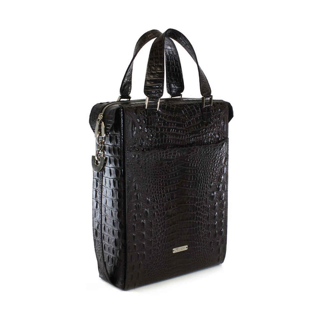DARK BROWN FRONT POCKET TOTE