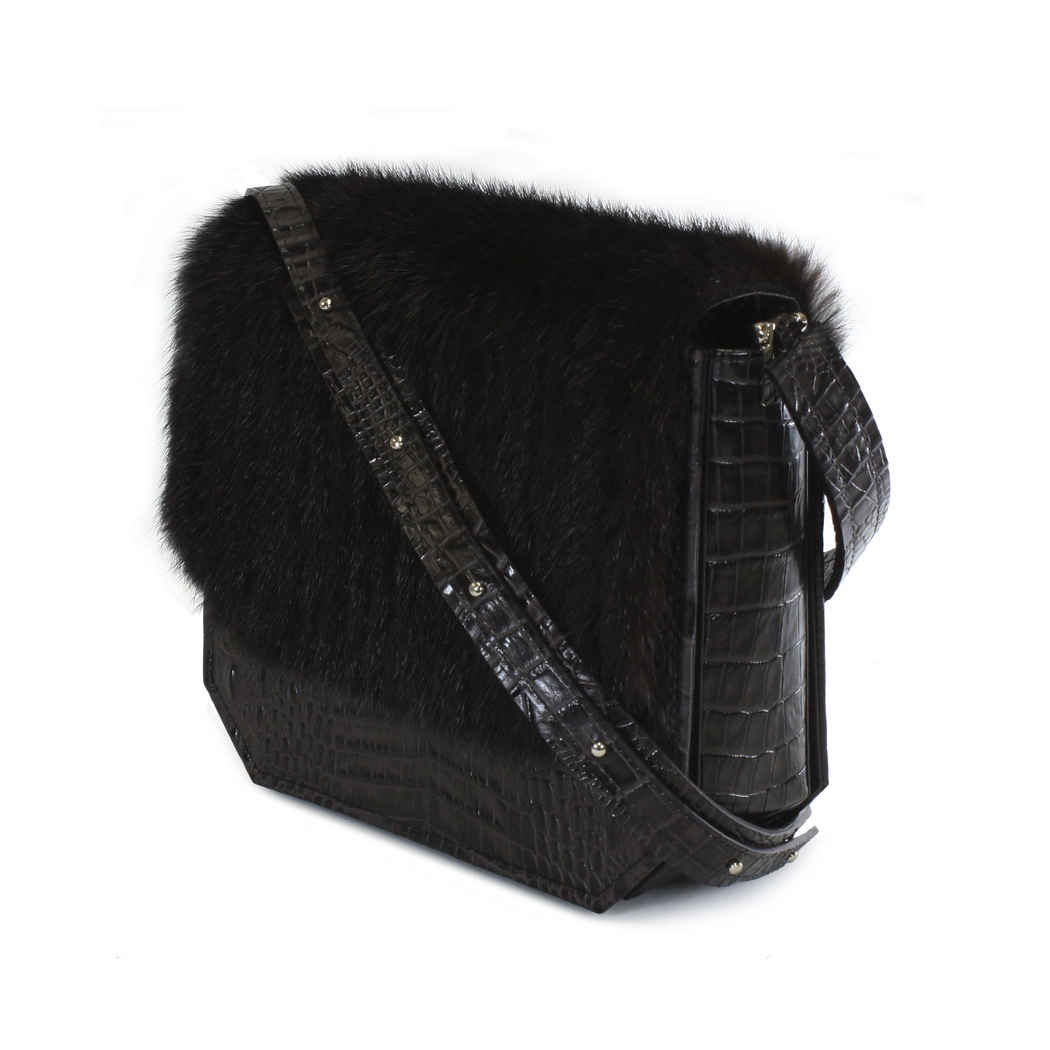 Dark Brown Croc RADIANT CLUTCH BAG