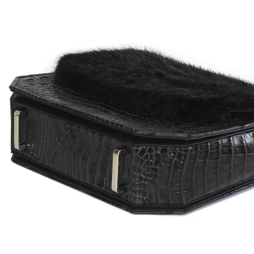Dark Brown Croc RADIANT CLUTCH BAG