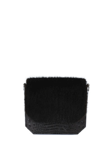 PEcado // DARK BROWN CROC RADIANT CLUTCH BAG
