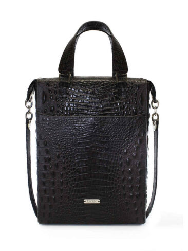 PEcado // DARK BROWN CROC FRONT POCKET TOTE