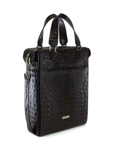 DARK BROWN FRONT POCKET TOTE