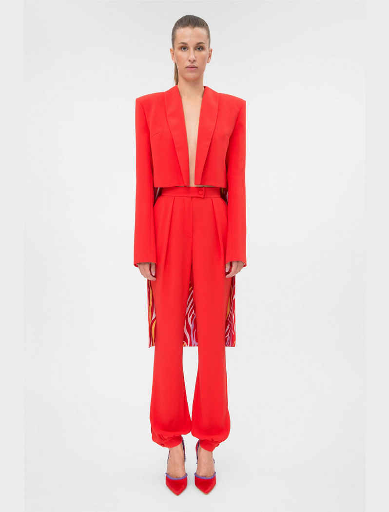 DAFNA MAY // TUXEDO CROP JACKET RED