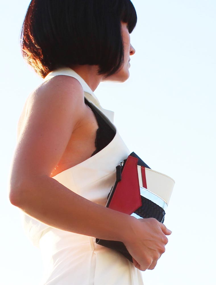 PEcado // DVK CLUTCH in Cream & Black Leather - Image 3