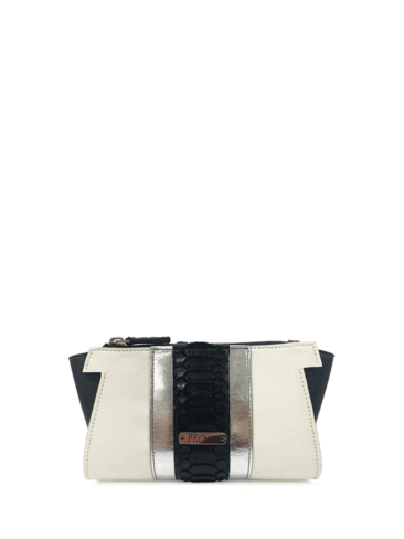PEcado // DVK CLUTCH In Cream & Black Leather