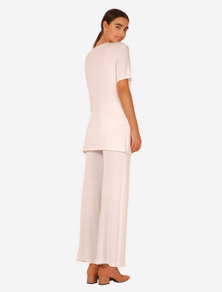 JENADIN // SHORT SLEEVE WOMEN'S TOP, WHITE - Image 3