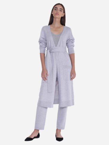 JENADIN // LONG WRAP CARDIGAN GREY