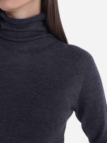 JENADIN // SEAMLESS KNITTED ROLL-NECK SWEATER, GREY