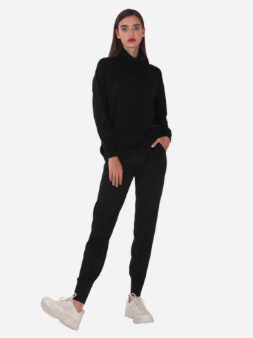 JENADIN // MERINO WOOL KNITTED JOGGERS, BLACK