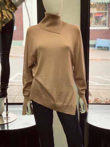 JENADIN // KNITTED ASYMMETRICAL LOOSE FIT JUMPER, BLUSHED PINK