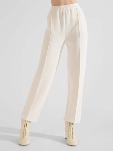 91LAB // SEED-PATTERN KNITTED CROPPED PANTS, BLACK