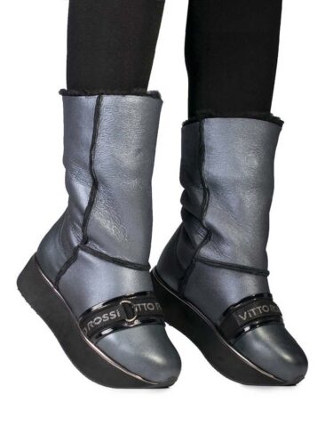 VITTO ROSSI // SIGNATURE VR SHEARLING PLATFORM BOOTS In GUNMETAL