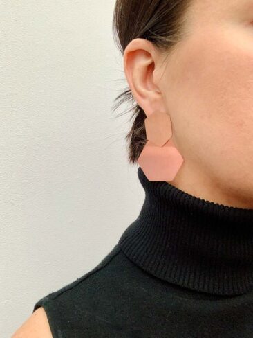 SE // SURGICAL STEEL HEXAGON EARRINGS, ROSE GOLD