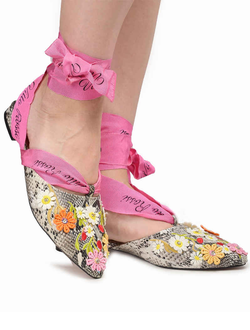 VITTO ROSSI // VR TIE EMBROIDERED PYTHON SLINGBACK FLATS - Image 2