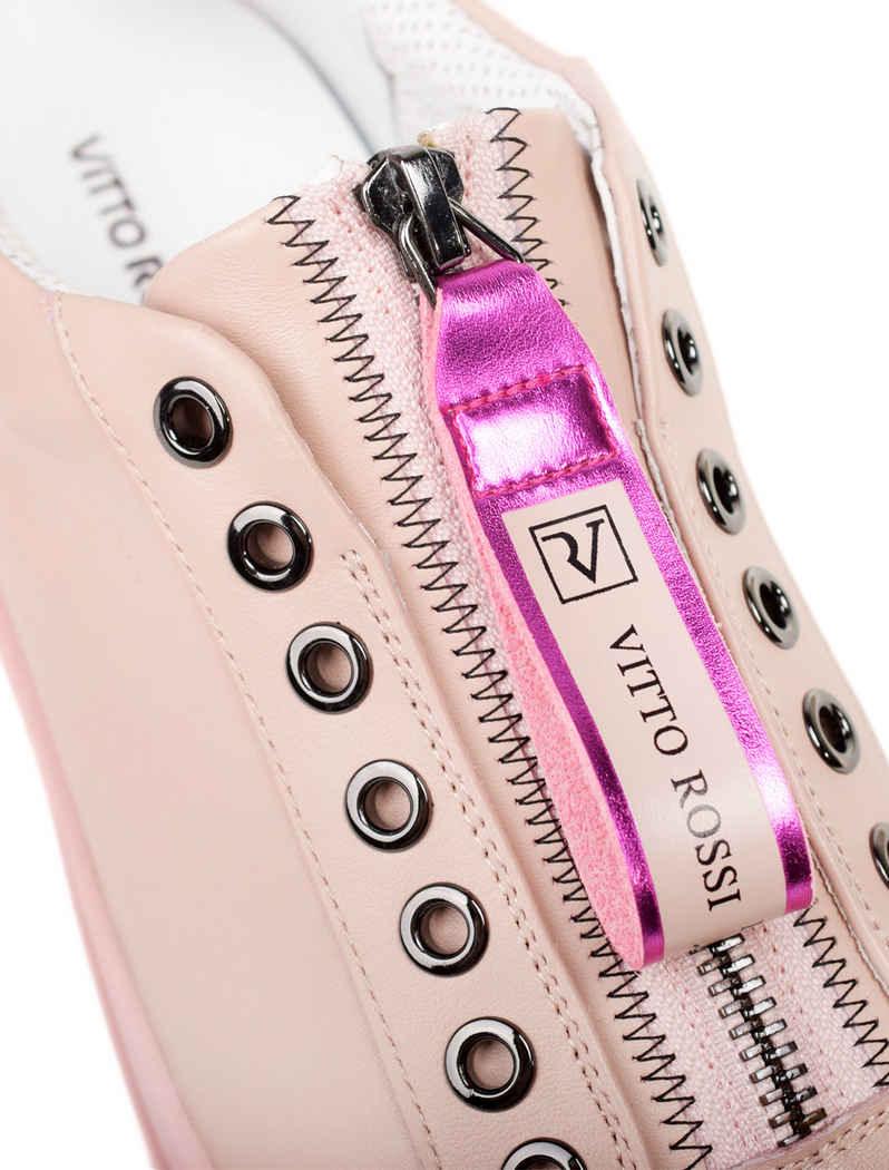 VITTO ROSSI // CHAMPAGNE PINK STAR LEATHER SNEAKERS - Image 4