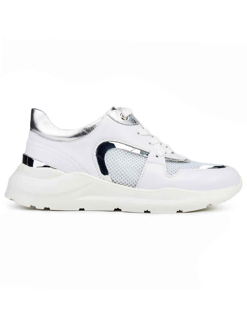 VITTO ROSSI // LEATHER & MESH LOW-TOP SNEAKERS, WHITE - Image 2