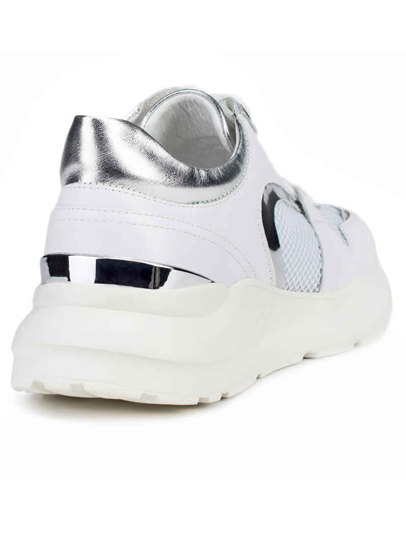 VITTO ROSSI // LEATHER & MESH LOW-TOP SNEAKERS, WHITE - Image 4