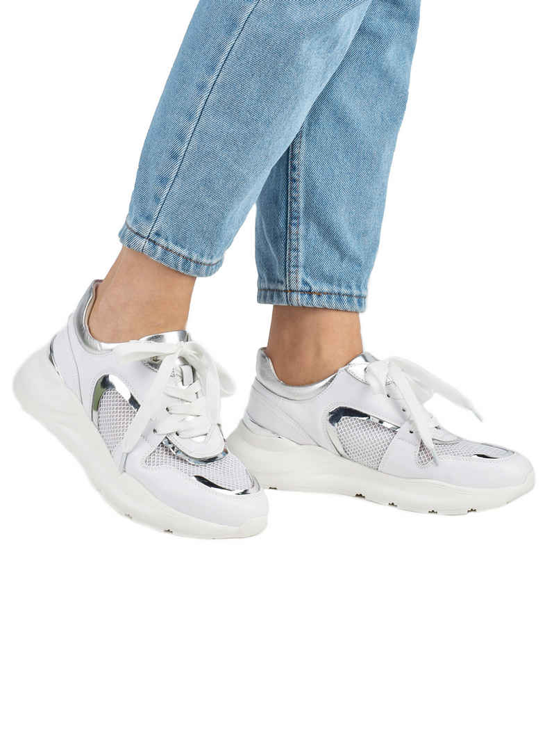 VITTO ROSSI // LEATHER & MESH LOW-TOP SNEAKERS, WHITE