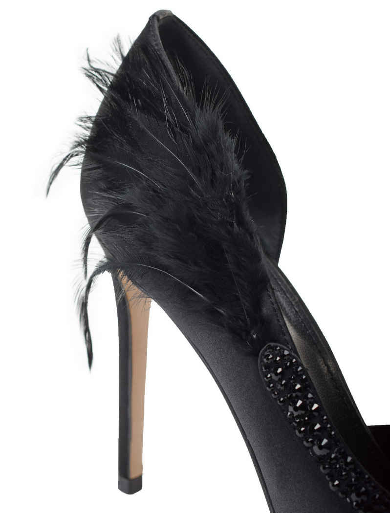 VITTO ROSSI // CLASSIC PUMP WITH CRYSTALS & FEATHERS, BLACK - Image 3