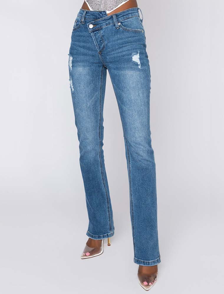 A.KOM // ASYMMETRICAL WAISTLINE JEANS