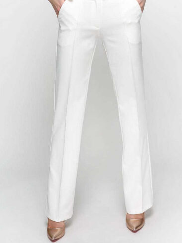 ZUBRYTSKAYA // CLASSIC CUT CENTER RIB TROUSERS In WINTER WHITE