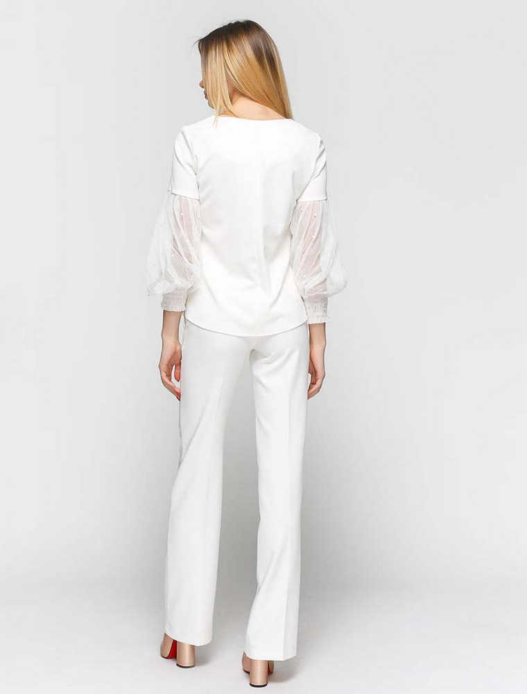 ZUBRYTSKAYA // CLASSIC CUT CENTER RIB TROUSERS in WINTER WHITE - Image 4