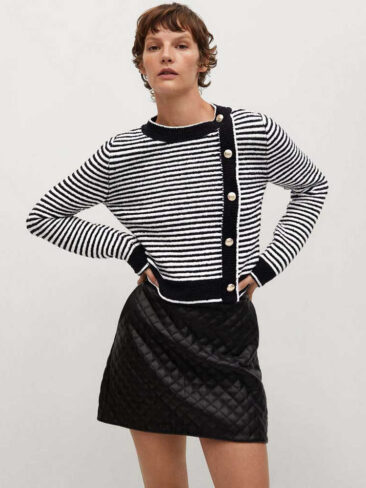 MNG // STRIPPED GOLD BUTTON SWEATER