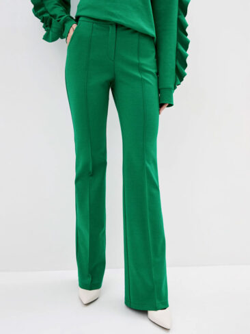 ZUBRYTSKAYA // STRAIGHT CUT CENTER RIB TROUSERS, KELLY GREEN