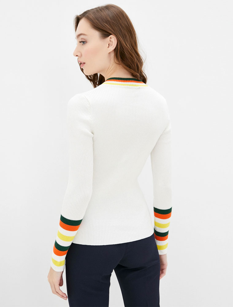 GDM // WOMAN'S V-NECK PULLOVER, CREAM - Image 5