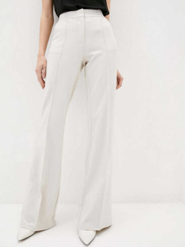 ZUBRYTSKAYA // STRAIGHT CUT CENTER RIB TROUSERS, WINTER WHITE