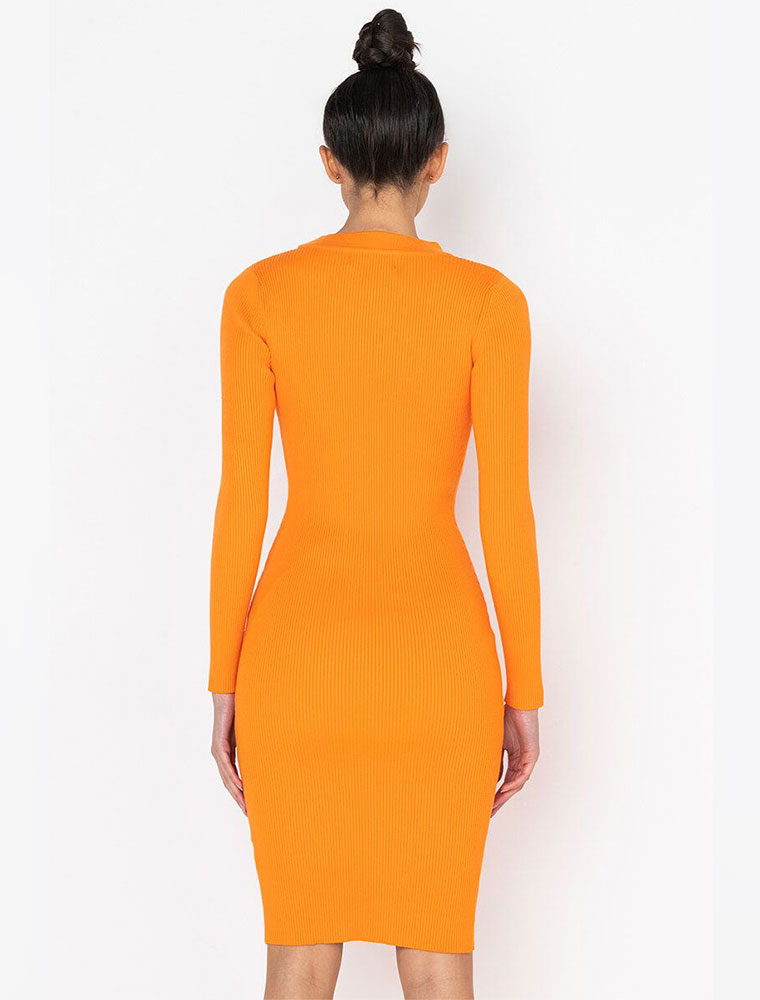 A.KOM // CLASSIC LONG-SLEEVE WITH TIES DRESS in ORANGE - Image 2
