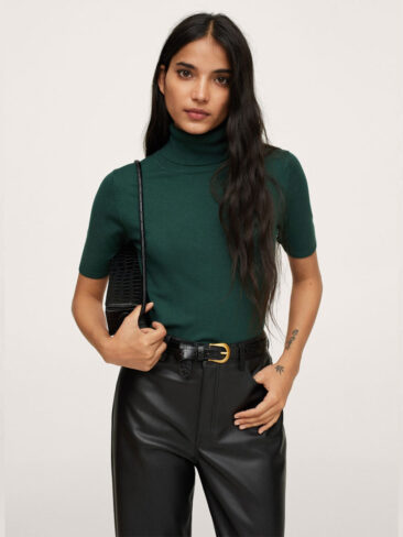 MNG // CLASSIC SHORT SLEEVE TURTLENECK, GREEN