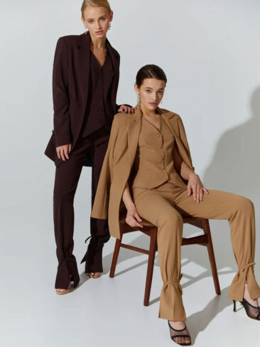 GEPUR // HIGH WAISTED TROUSERS W / ANKLE TIES, BEIGE