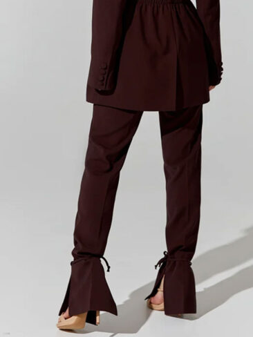 GEPUR // HIGH WAISTED TROUSERS W / ANKLE TIES, CHOCOLATE