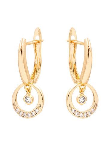 SE // SURGICAL STEEL EARRINGS With CENTER CRYSTAL RING, LIGHT ROSE GOLD