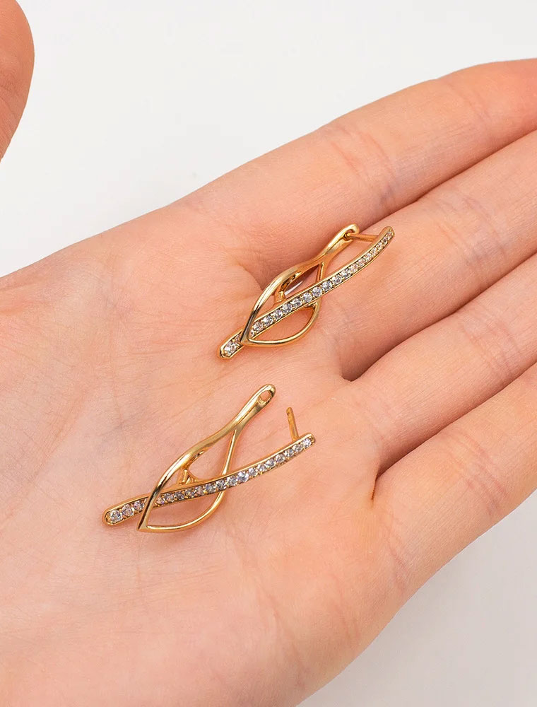 SE // SURGICAL STEEL ORNATE LEAF EARRINGS, LIGHT ROSE GOLD - Image 3