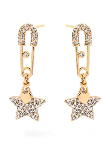 SE // SURGICAL STEEL PAVE PIN With STAR EARRINGS, LIGHT ROSE GOLD