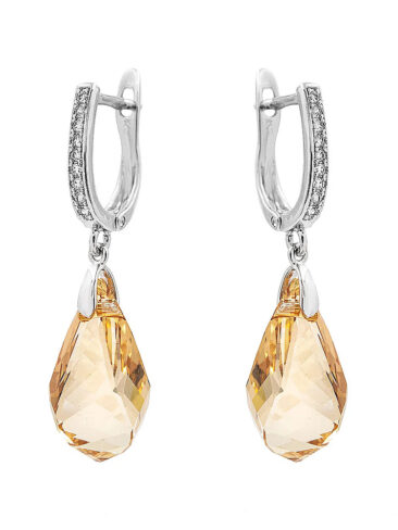 SE // TEAR DROP SWAROVSKI CRYSTAL PAVE EARRINGS, SILVER