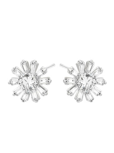 SE // SWAROVSKI CRYSTAL “FLOWER” EARRINGS, SILVER
