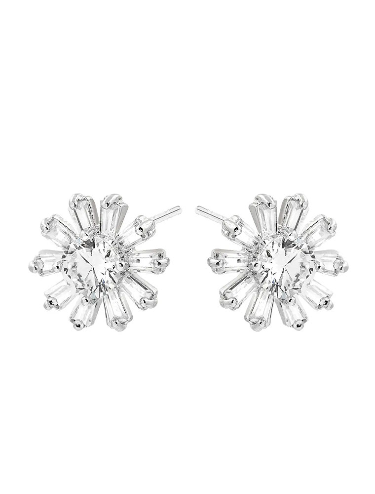 SE // SWAROVSKI CRYSTAL "FLOWER" EARRINGS, SILVER