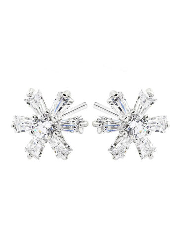 SE // SWAROVSKI CRYSTAL “SNOWFLAKE” EARRINGS, SILVER