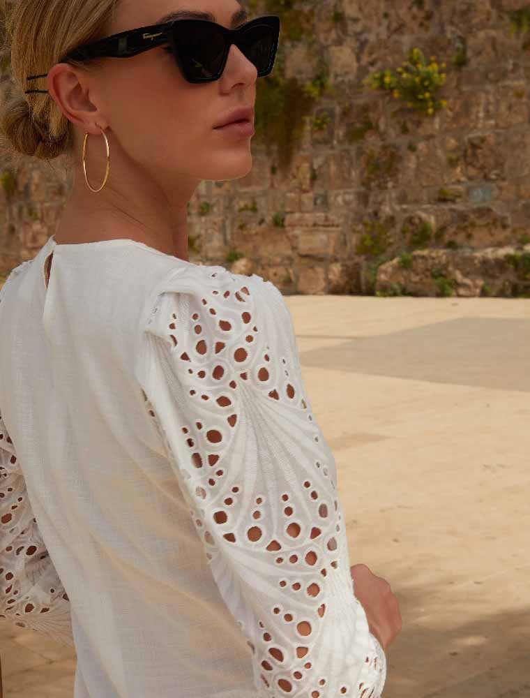 GEPUR // LONG SLEEVE BOTTOM GATHER SUNDRESS in WHITE - Image 5