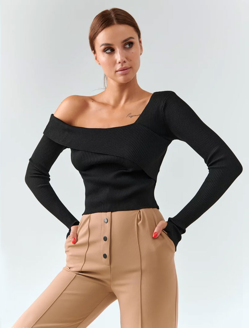 GEPUR // OFF-SHOULDER LONG SLEEVE, BLACK