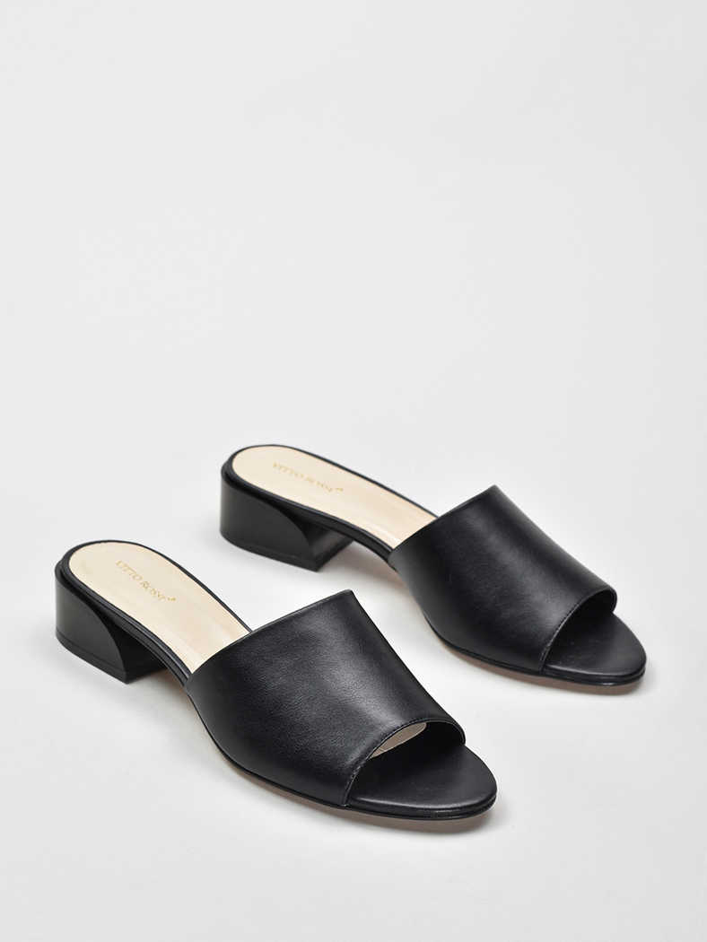 VITTO ROSSI // ALMOND TOE SLIDE SANDALS, BLACK - Image 2
