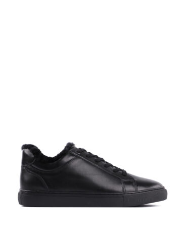 ATTIZZARE // CLASSIC LEATHER SNEAKERS W/ FUR LINING, BLACK